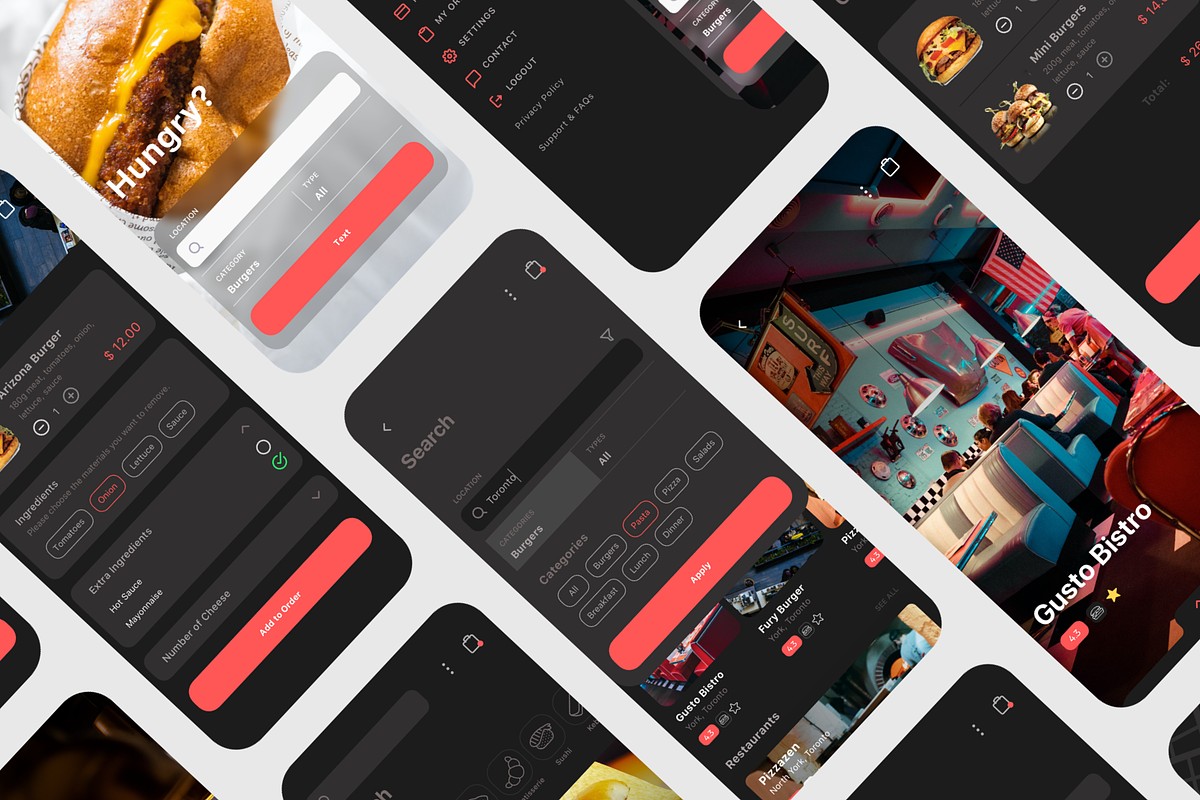 Spes Dark Food Delivery App UI Kit, an UI Kit Template by uicube (Photo 4 of 6)