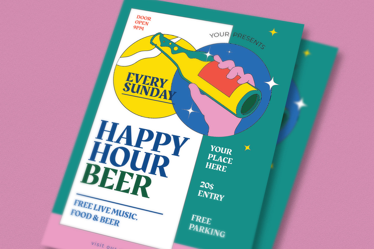 Happy Beer Hour Flyer Set, a Flyer Template by graphicook (Photo 2 of 3)