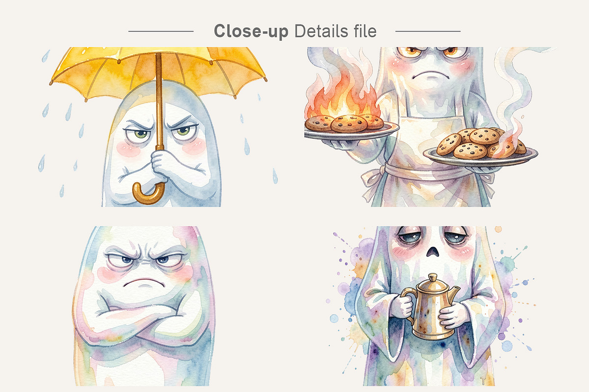 Funny Grumpy Ghost Sublimation PNG, an Illustration by Artnoy (Photo 4 of 8)