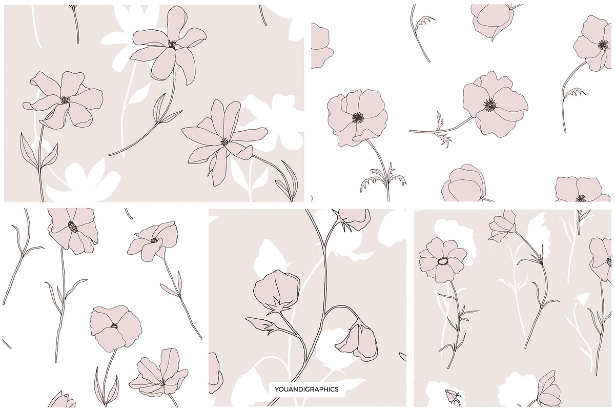 Dainty Floral Patterns Elements, a Pattern Graphic by Youandigraphics (Photo 16 of 17)