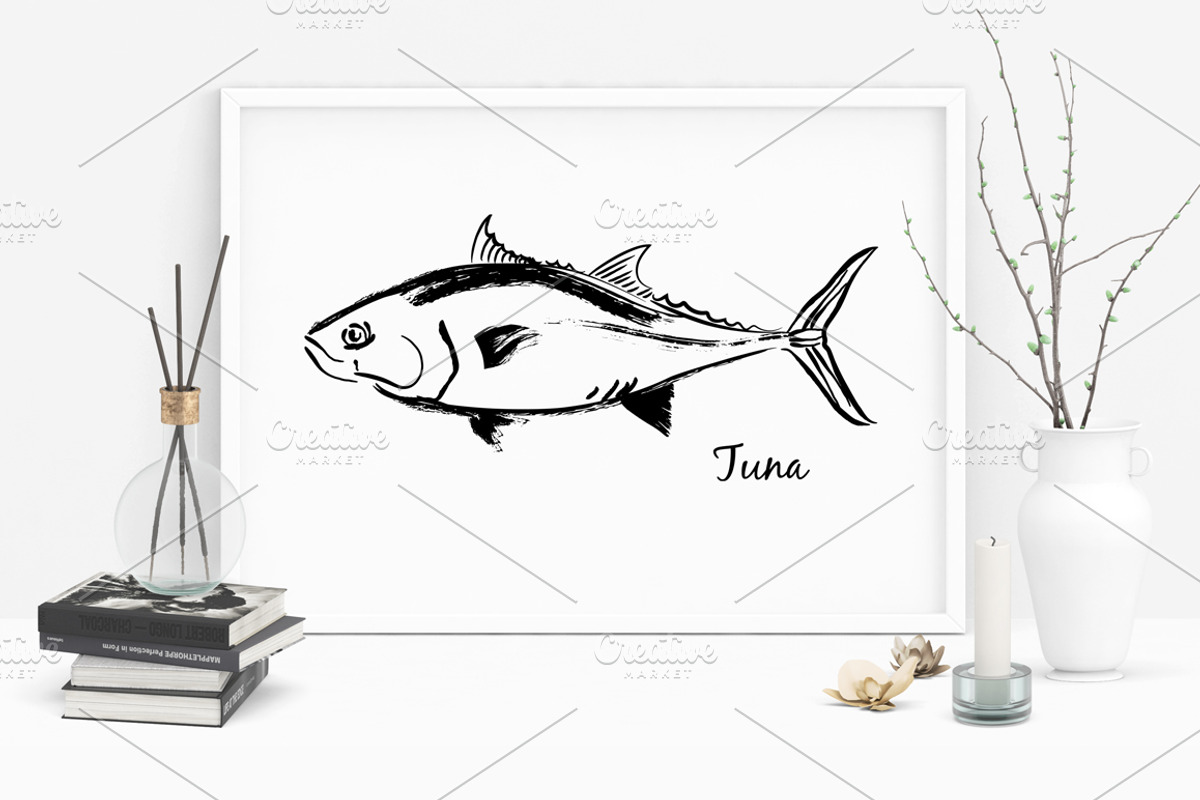 30 sketches with fishes and sea food, a Food Illustration by Anna Violet (Photo 5 of 6)