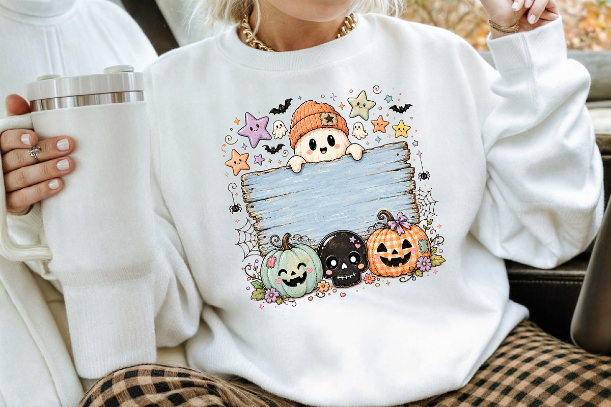 Cute Ghost Halloween Sign PNG, a Seasonal Illustration by Creative Art (Photo 3 of 3)