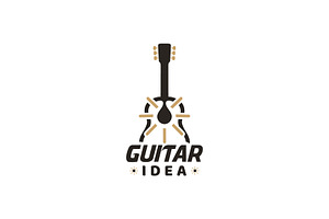 guitar idea logo with ligh bulb, a Branding & Logo Template by Atlantis X Nurman Arbai