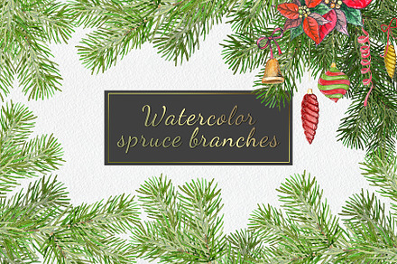 Watercolor spruce brunches