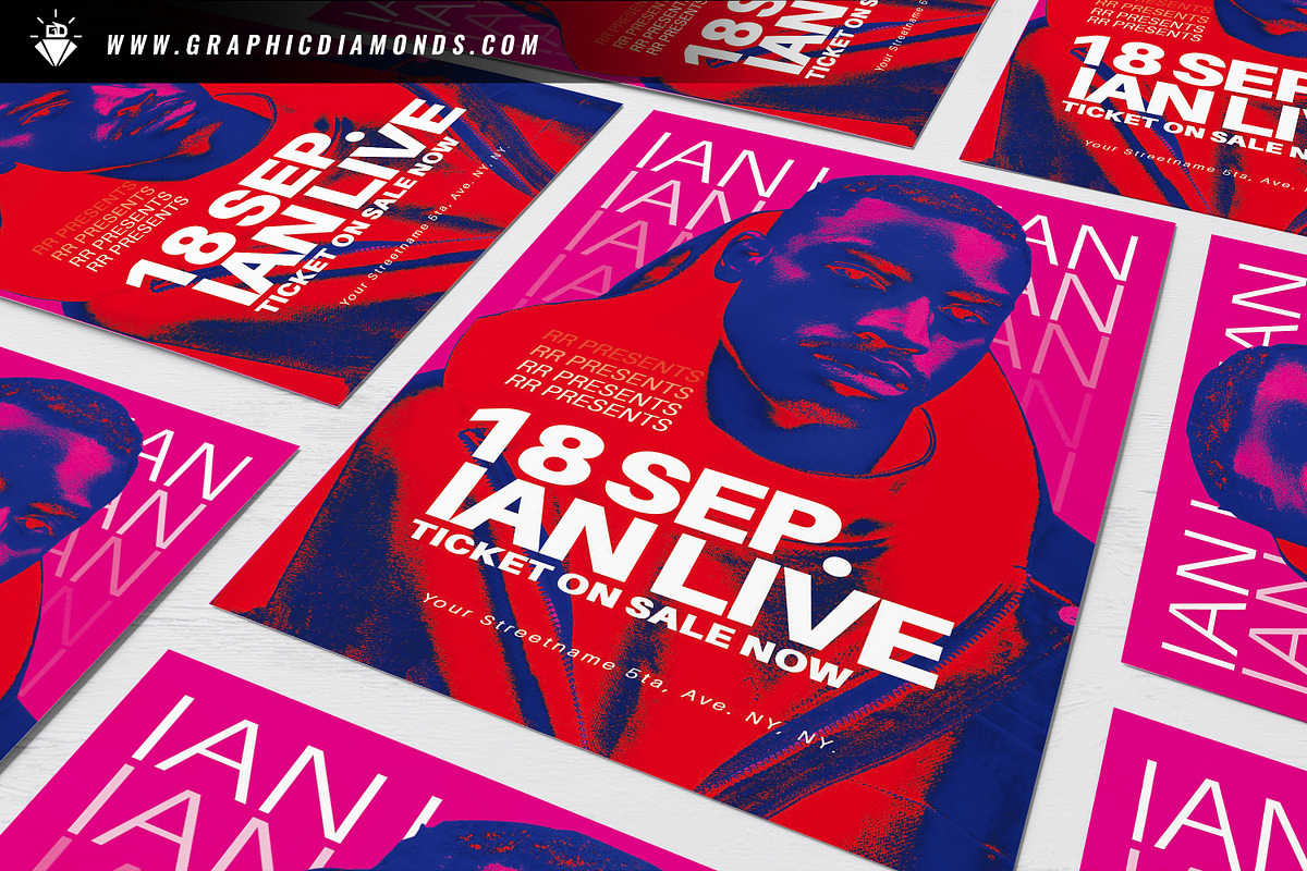 Music Flyer Template, a Flyer Template by GraphicDiamonds (Photo 2 of 6)