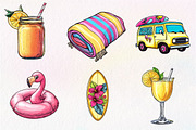 Watercolor Summer Vibe Clipart, an Illustration by CreationArt (Thumbnail 3 of 5)