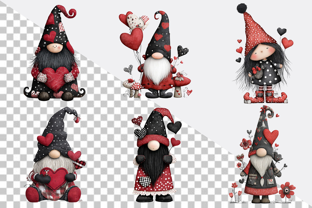 Watercolor Valentines Day Gnome Clip, an Illustration by SVGArt (Photo 4 of 8)