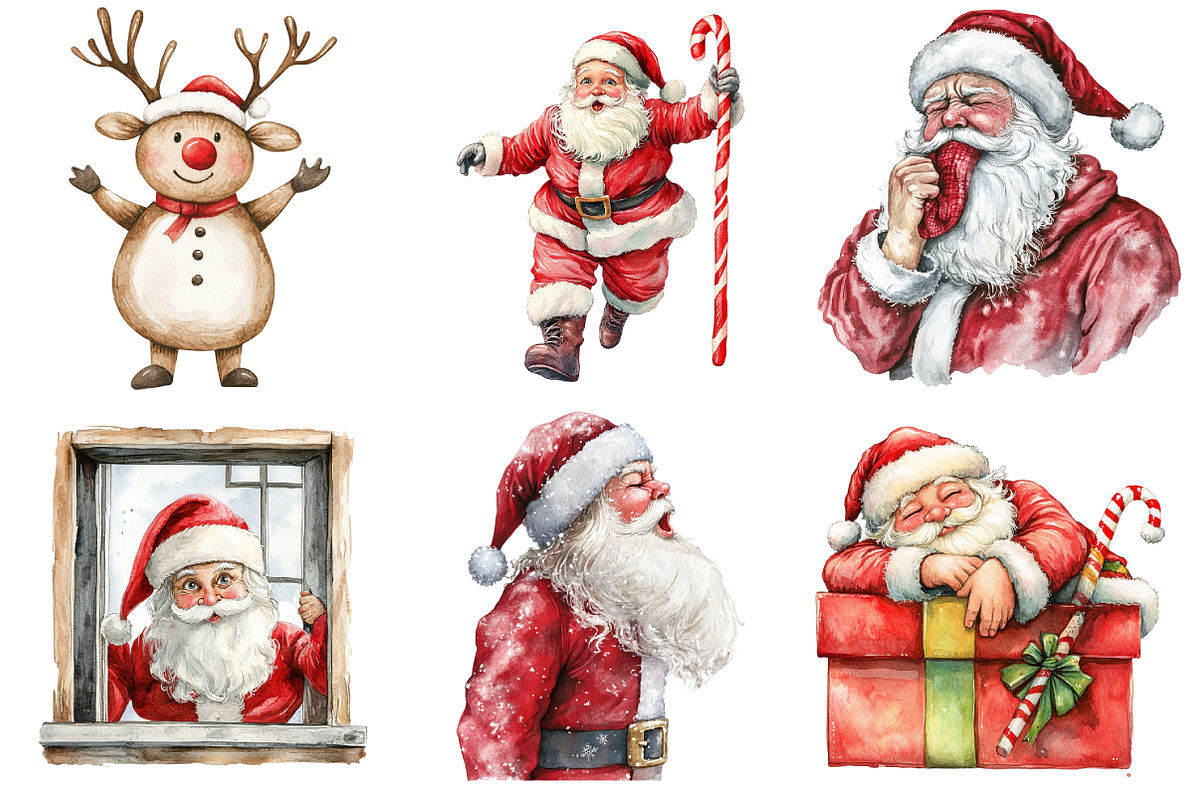 Funny Christmas Santa Clipart Bundle, an Illustration by Daily.Designs (Photo 3 of 5)