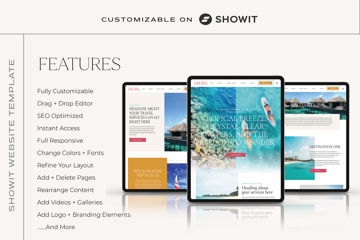 Aruba Travel Showit Website Template preview 8