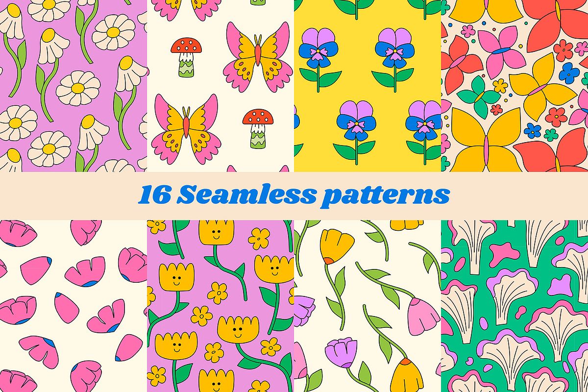 Retro Groovy | Cliparts & Patterns, an Object Graphic by Felizabeth Design (Photo 7 of 9)