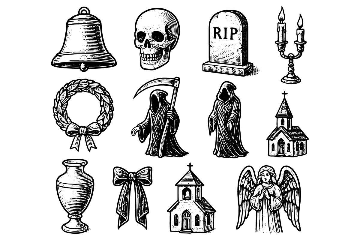 Gothic Funeral and Grave Icons, an Object Graphic by RT Studio (Photo 2 of 4)