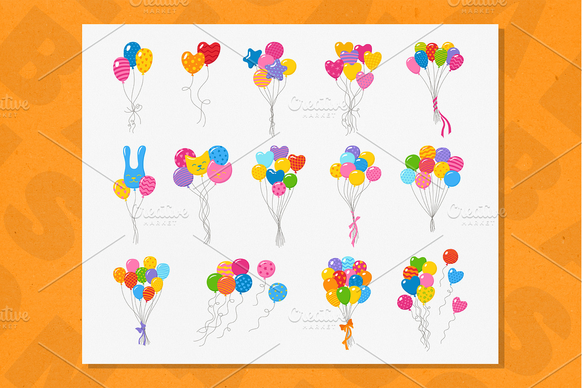 Balloons in a bunch Greeting vector, an Object Illustration by Neliakott ♥ (Photo 2 of 10)