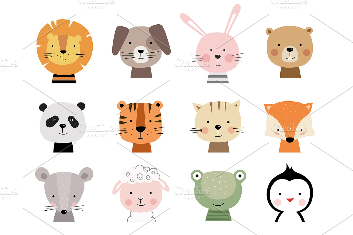 12 animals characters for baby cards, an Animal Illustration by Paper Cards