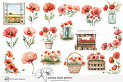 100 watercolour poppy clip art, a Seasonal Illustration by Poppy Lane Studio (Thumbnail 3 of 12)