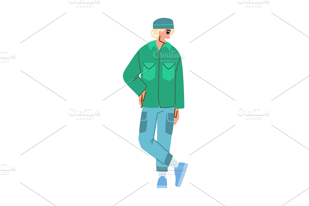 Smiling young man posing with hand, a Person Illustration by pikepicture