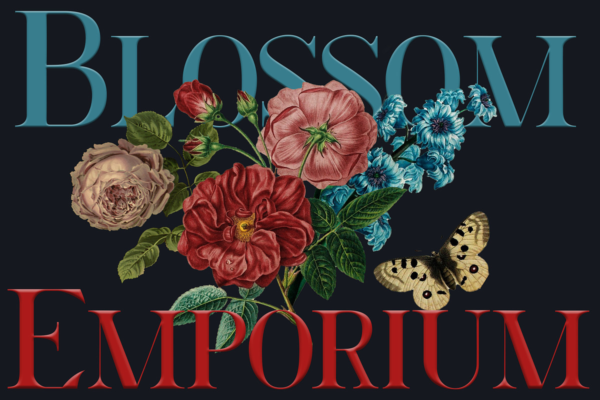 Blossom Emporium-all capitals font, a Serif Font by WanderlustLens (Photo 1 of 4)