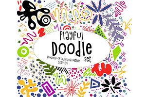 Playful doodle vector graphics set