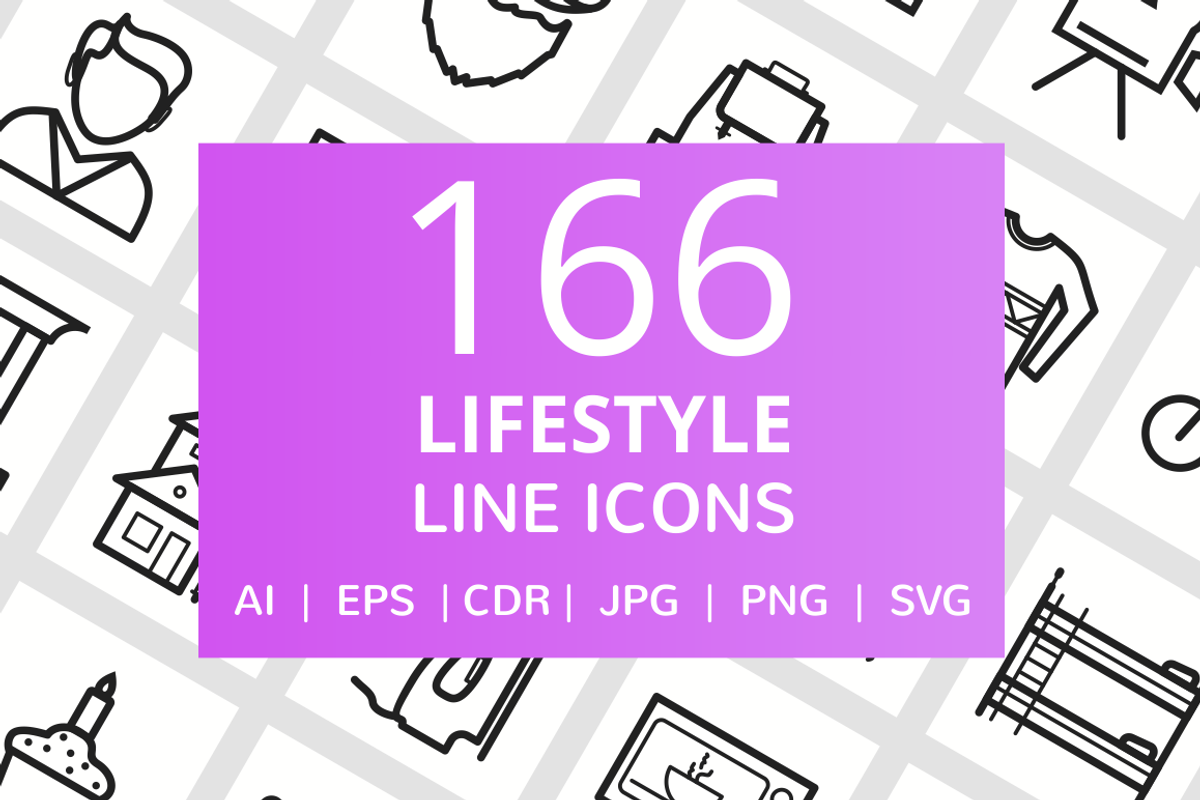 166 Lifestyle Line Icons, a Graphic by IconBunny (Photo 1 of 6)