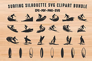 Surfing With Surfboards SVG Bundle, a Person Illustration by Gfx Expert Team (Thumbnail 1 of 3)