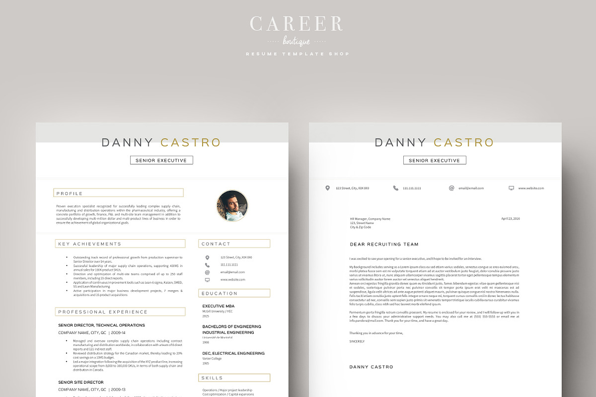 Modern Resume & Coverletter Template, a Resume Template by careerboutique (Photo 3 of 6)