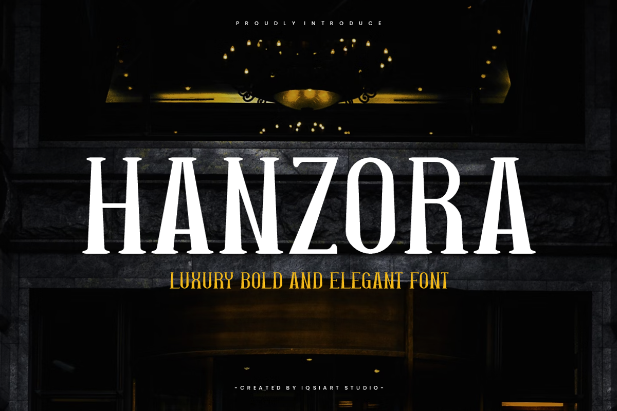 Hanzora - Luxury Bold Font, a Serif Font by Iqsiart Studio (Photo 1 of 6)