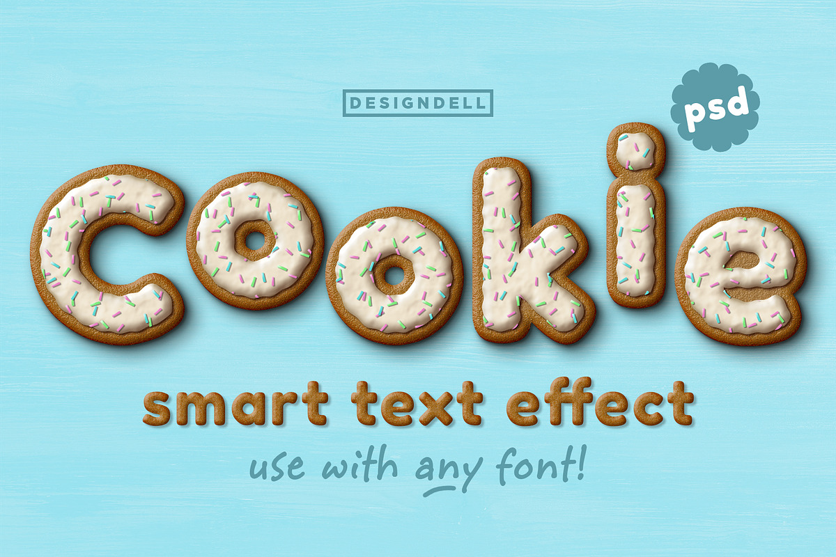 Cookie PSD Text Effect, an Action Add-On by Designdell (Photo 1 of 4)