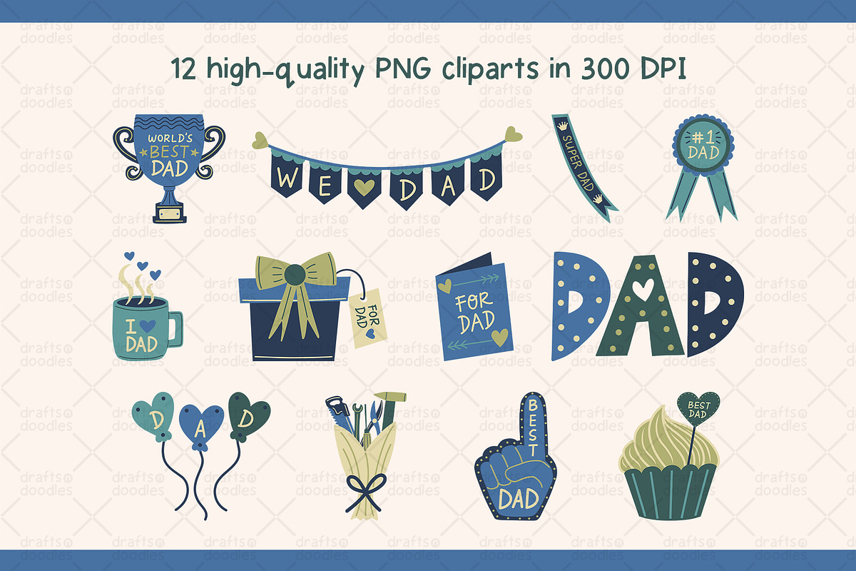 Father's Day Clipart Set, an Object Graphic by Drafts n Doodles (Photo 2 of 3)