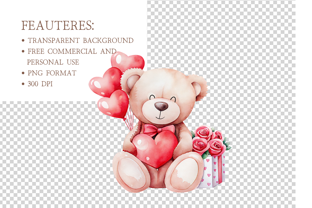 Valentine Love Watercolor Clipart, an Illustration by MockupWizard (Photo 5 of 6)