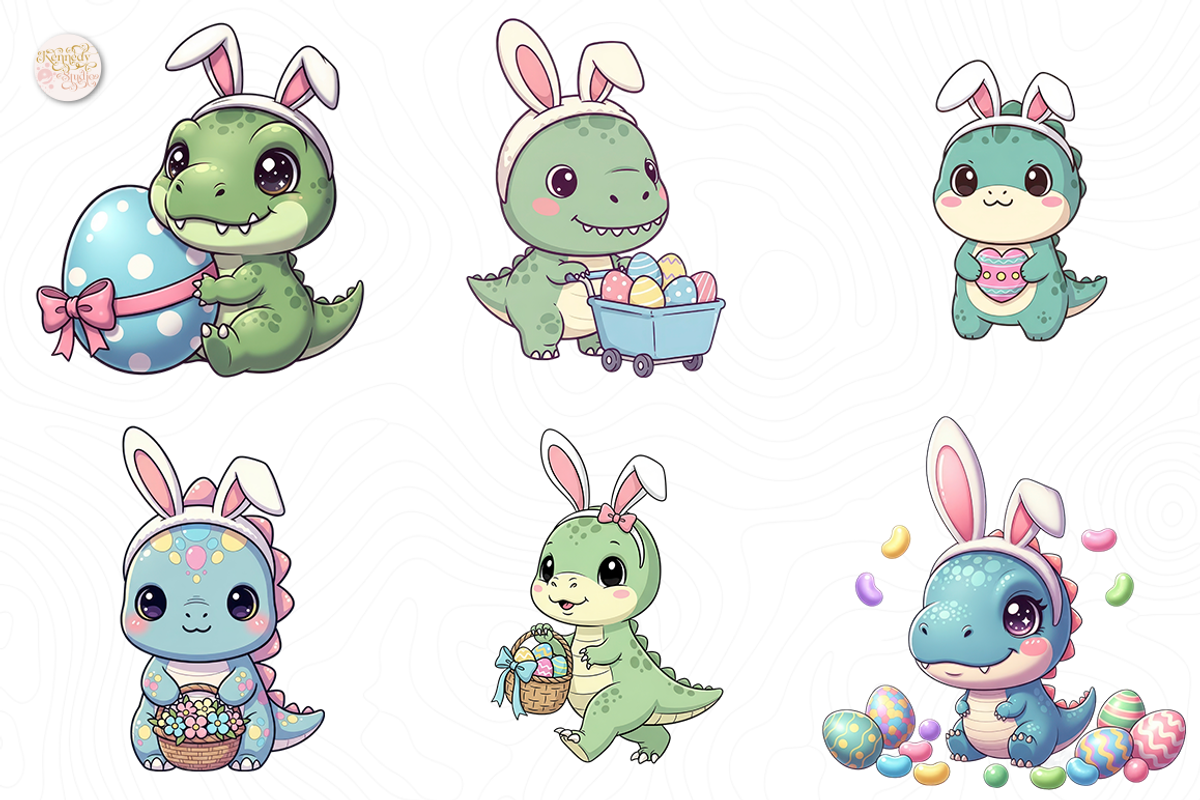 Cute Easter T-Rex Dinosaur PNG., an Animal Illustration by KennedyStudio (Photo 3 of 5)