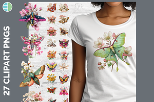 Boho Western Moth Clipart Bundle