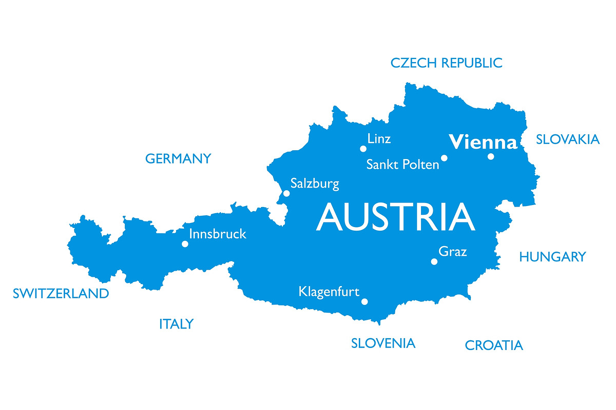 Vector map of Austria, an Illustration by ilynx