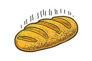 Fresh Loaf Of Bread Sketch Vector