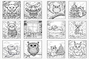 Winter Coloring Pages: Animal-Themed, a Seasonal Illustration by Lamia Emad (Thumbnail 2 of 4)