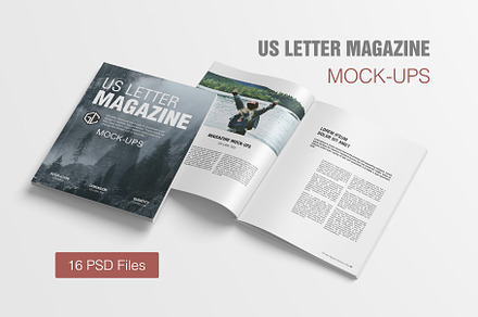 US Letter Magazine Mockup, a Books & Magazine Mockup by graphiccrew