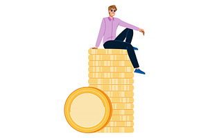 Successful businessman sitting on, a Finance Illustration by pikepicture