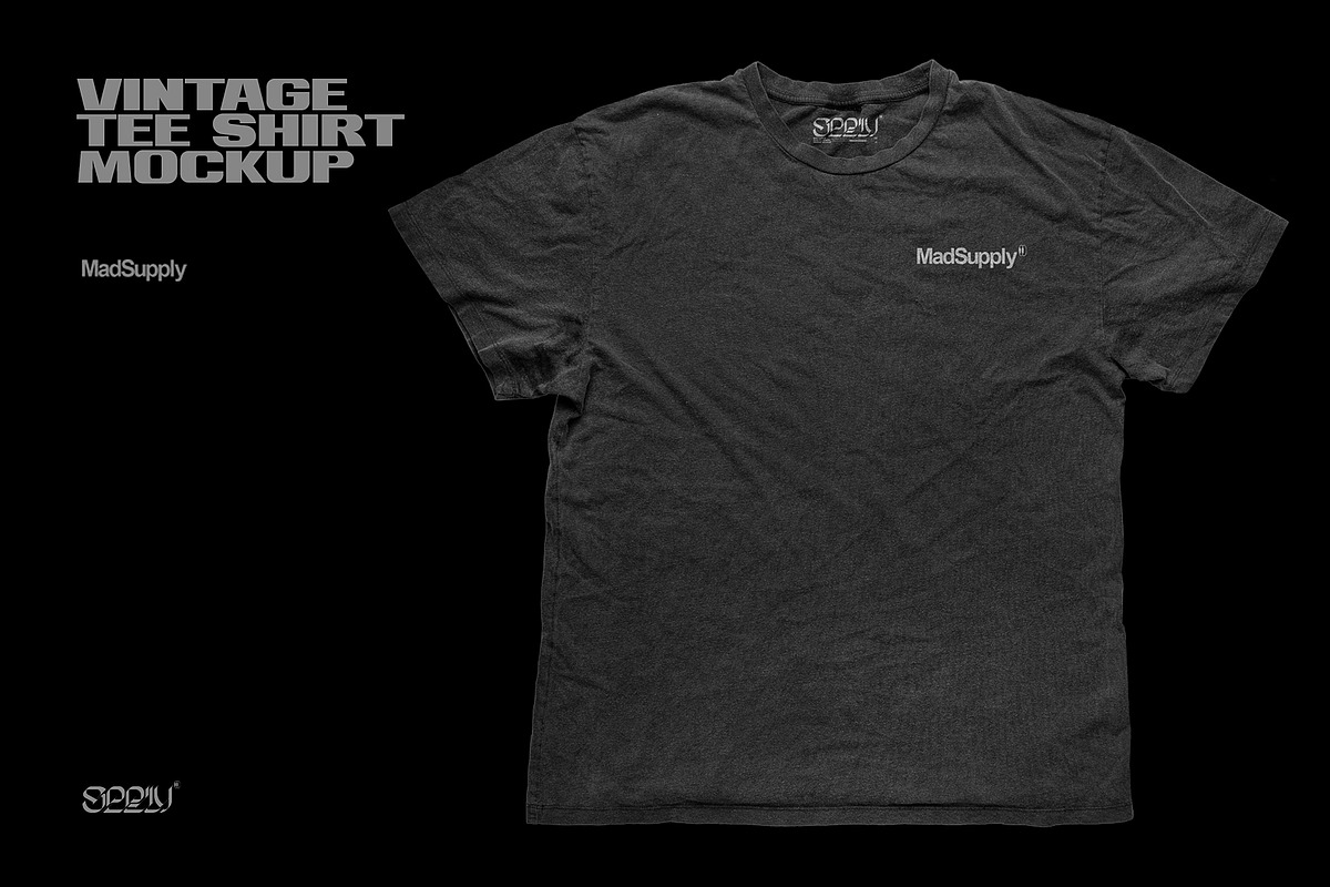 Vintage Distressed T-Shirt Mockup, a Shirt Mockup by Mad Supply (Photo 1 of 5)