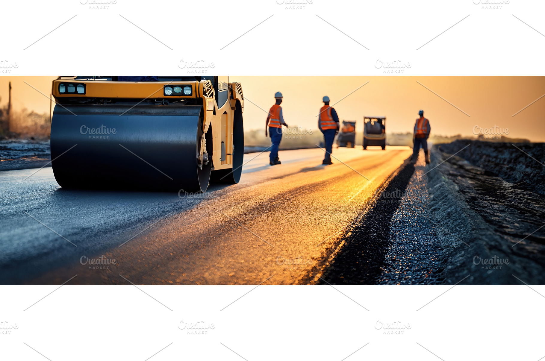 Construction workers paving a road, an Industrial Photo by Igor Tichonow