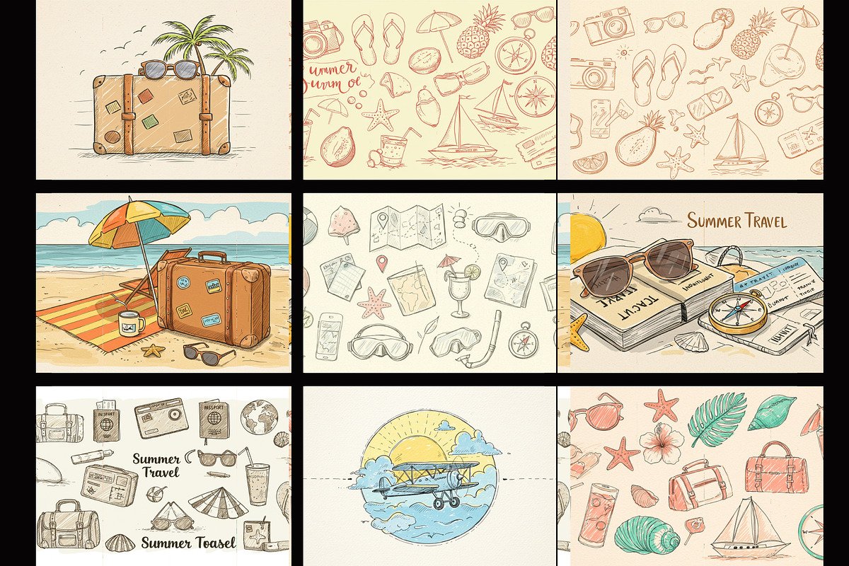Summer Travel Doodle Pack –17 Sketch, an Object Illustration by 3d_model_tifotizi (Photo 3 of 3)