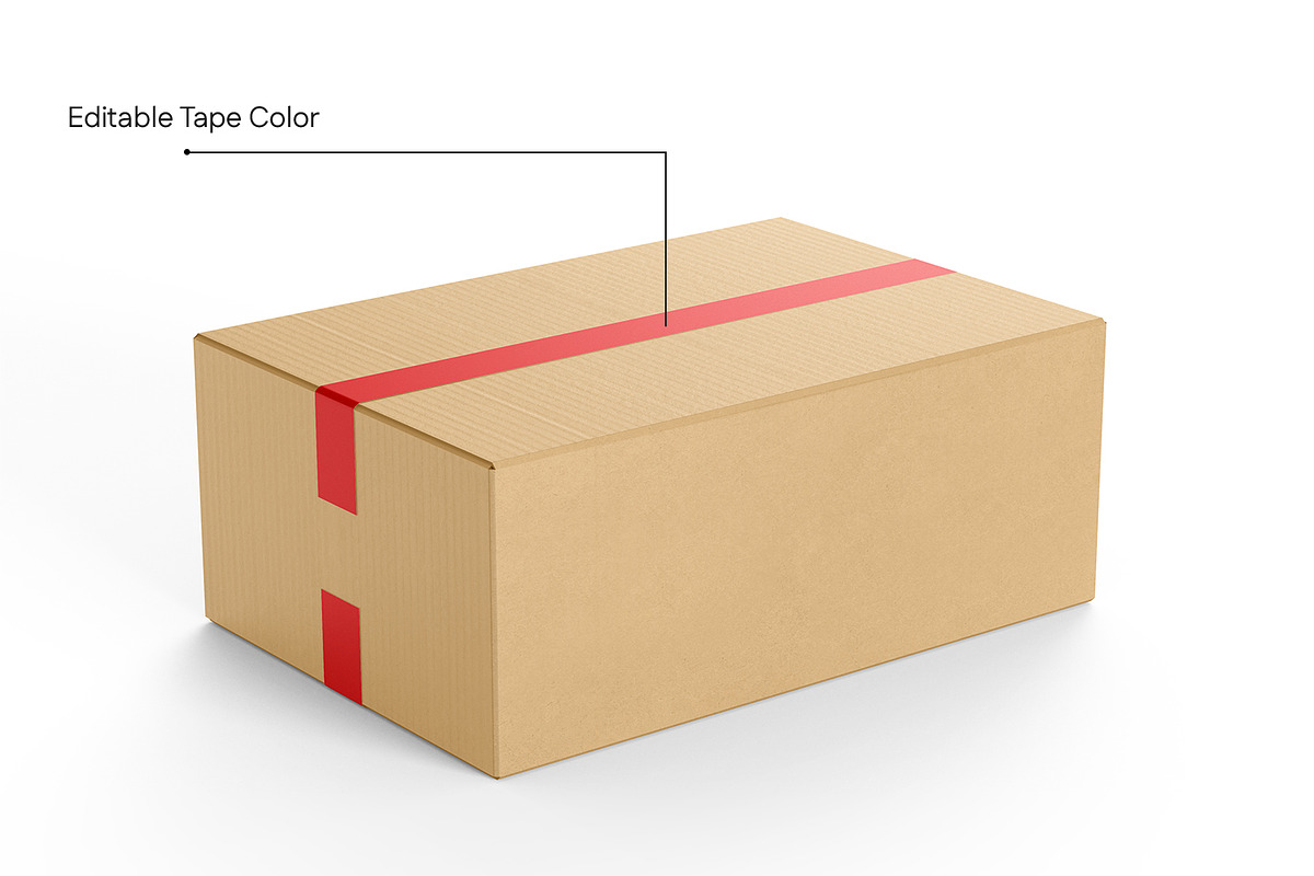 Cardboard Box with Tape Mockup, a Packaging Mockup by RamStudio2 (Photo 4 of 16)