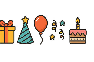 Colorful celebration icons including, an Object Illustration by ZinetroN