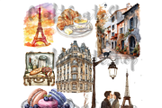 Watercolor Paris clipart, an Illustration by CraftCrateShop (Thumbnail 6 of 8)