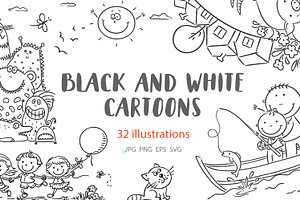 Outline cartoon kids illustration
