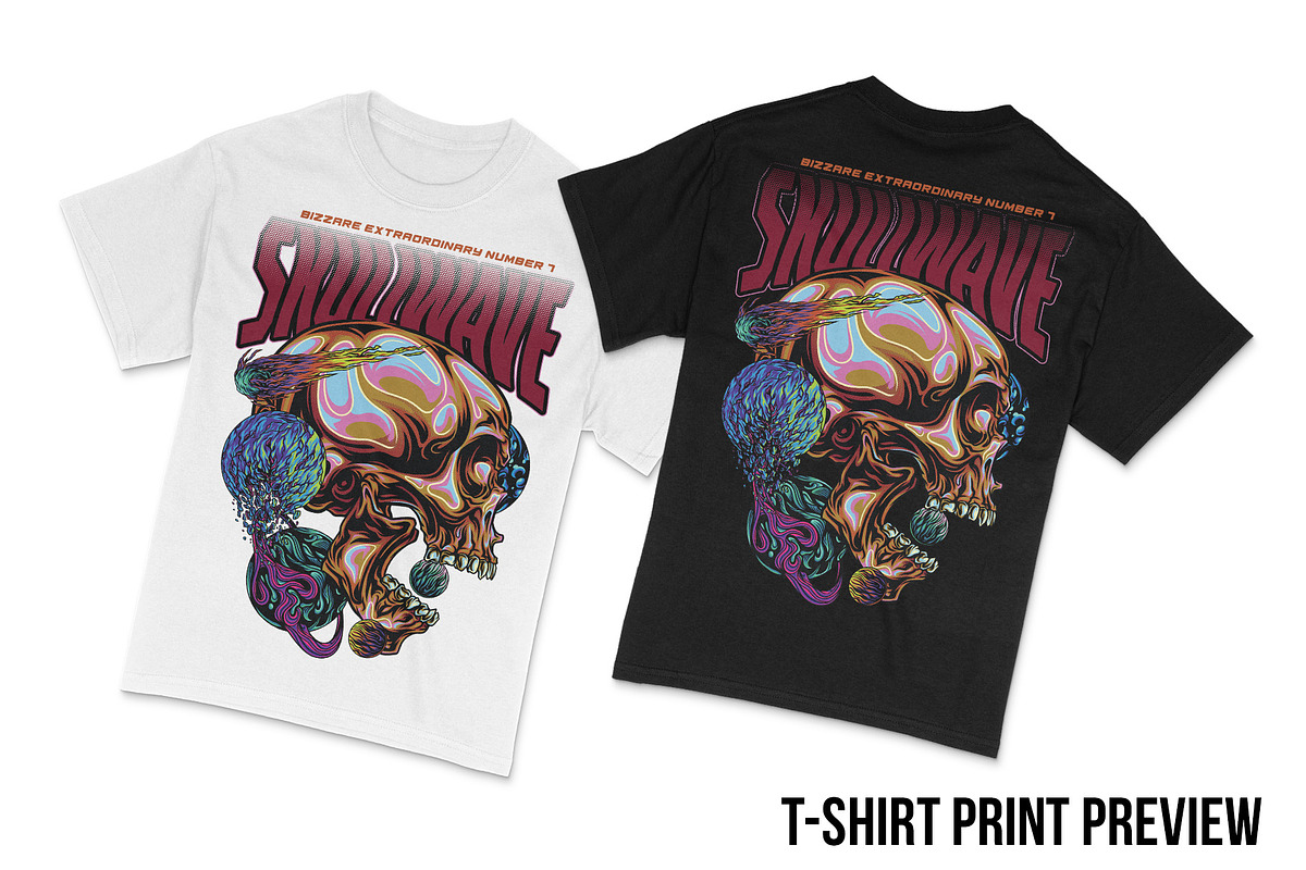 Skullwave Part 7 T-Shirt Design, an Illustration by badsyxn (Photo 4 of 4)