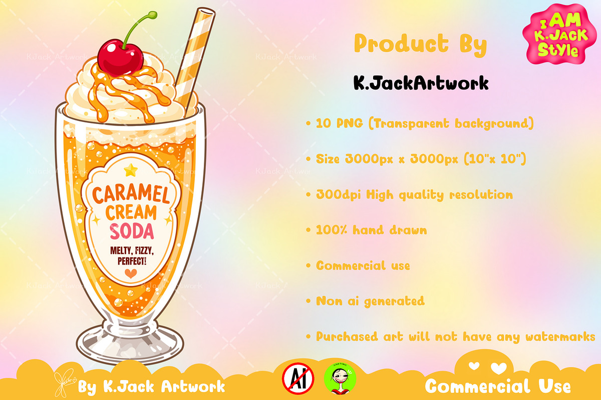 Cute Caramel Cream Soda Clipart PNG, a Food Illustration by K.JackArtwork (Photo 4 of 4)