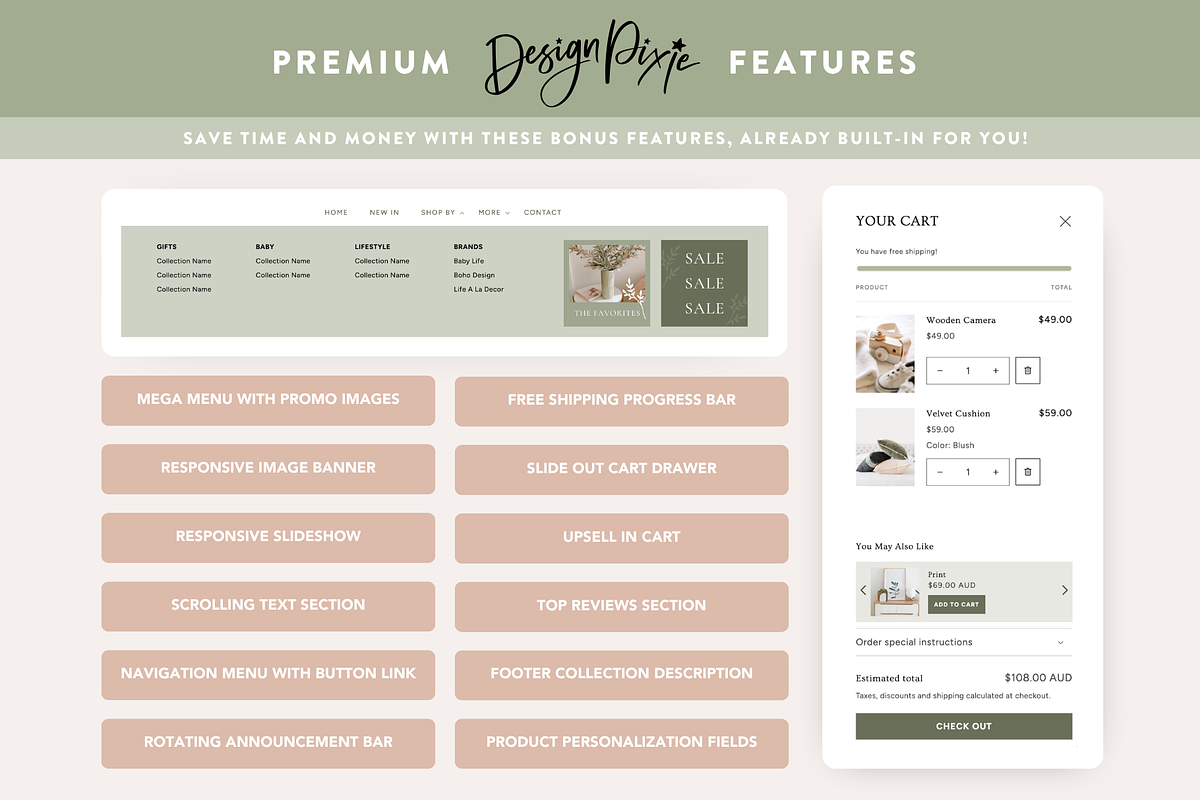 Olive Shopify Theme for Boutiques, a Shopify Template by Design Pixie (Photo 6 of 10)