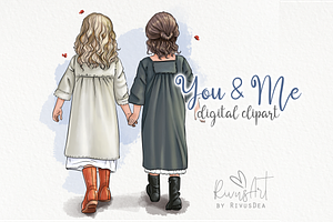 Best friends clipart. Vintage bestie