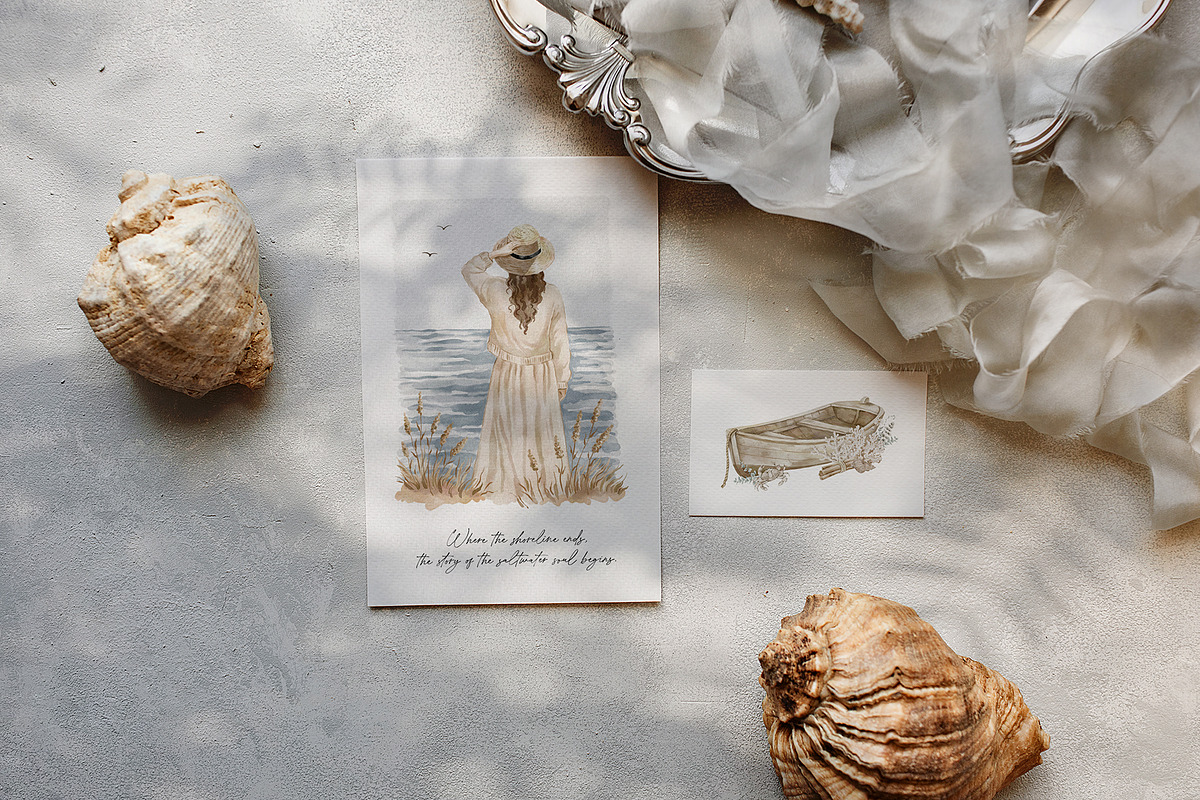 SALTWATER SOUL watercolor clipart, a Decorative Illustration by long summer (Photo 8 of 15)