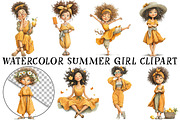 Watercolor Summer Girl Clipart, an Illustration by OK Design (Thumbnail 2 of 6)