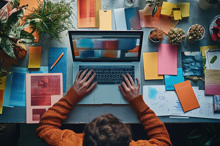Creative Workspace: Person Typing on, a Background Photo by Pixeness