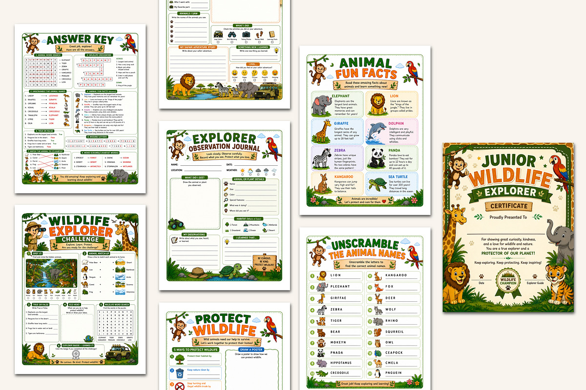 Wildlife Explorer Workbook, a Stationery Template by Designmela01 (Photo 4 of 5)
